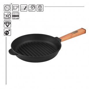 Ketaus grill keptuvė su nuimama rankena Brizoll 28 cm