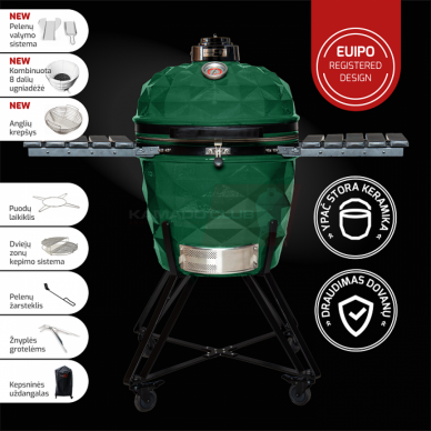 Keraminės kepsninės KAMADOCLUB PRO 2 PREMIUM PLUS, ŽALIA + DOVANA (Kazanas 12l)