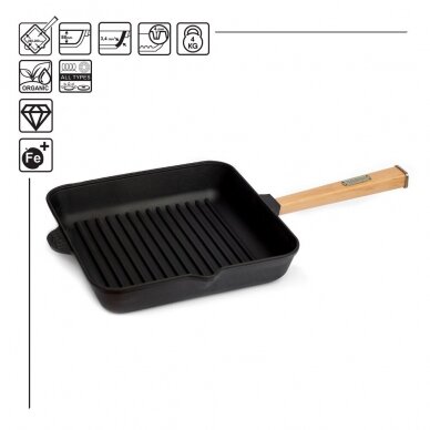 Ketaus grill keptuvė su nuimama rankena Brizoll "Optima" 28 cm