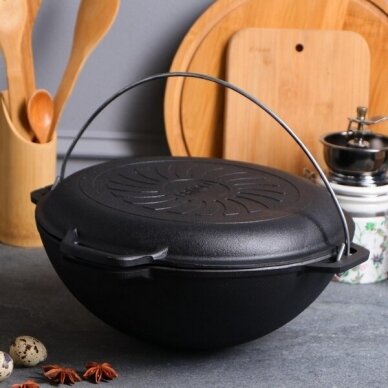 Cast Iron Braiser with a Frying Pan Lid Brizoll, Dutch Oven 10 L